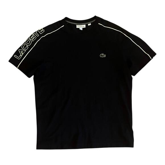 Lacoste Men's Printed Technical Piqué T-Shirt Men’s Black Flashy Yellow Size L - Picture 1 of 11